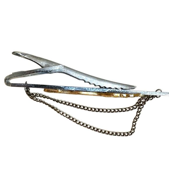 Vintage Gold Dragon Tie Clip w/ Chain Accent - Picture 7 of 9